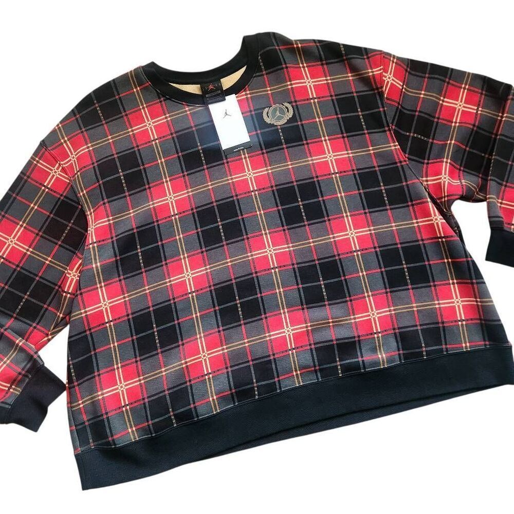 Jordan Sweatshirt Womens 2XL Plus Oversized Brooklyn Plaid‎ Streetwear New